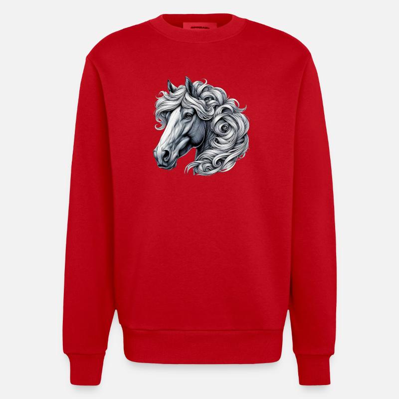 Pferd - Heavyweight Oversized Organic Crew Neck Made in EU - Rot