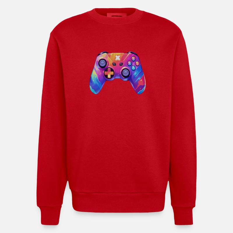 Pixel-Art-Videospiel-Controller - Heavyweight Oversized Organic Crew Neck Made in EU - Rot