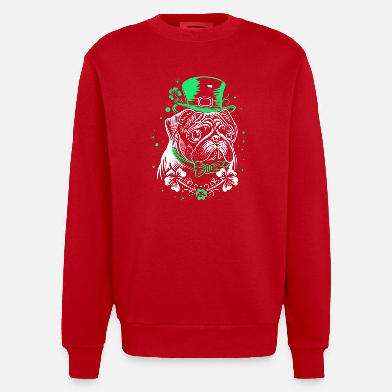 Carlin avec chapeau de la Saint-Patrick - Sweat bio épais oversize fabriqué en UE - rouge