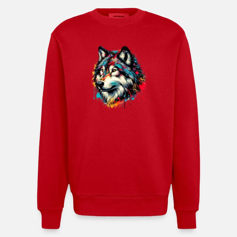 Loup - Sweat bio épais oversize fabriqué en UE - rouge