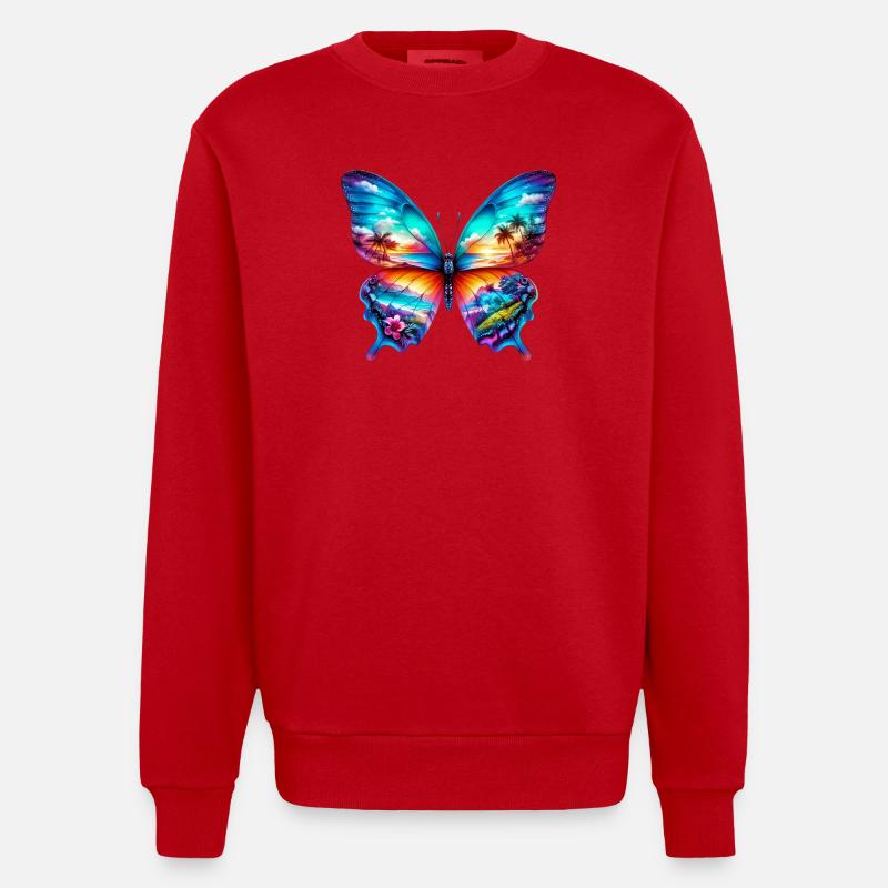 Papillon - Sweat bio épais oversize fabriqué en UE - rouge