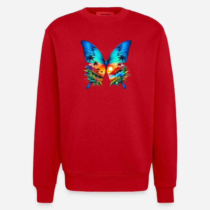Papillon - Sweat bio épais oversize fabriqué en UE - rouge