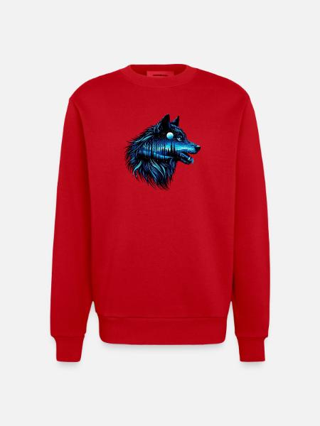Wolf - Heavyweight Oversized Organic Crew Neck Made in EU - Rot