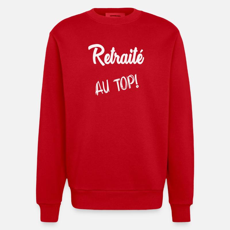 RETRAITE. BONNE RETRAITE. JOYEUSE RETRAITE - Sweat bio épais oversize fabriqué en UE - rouge