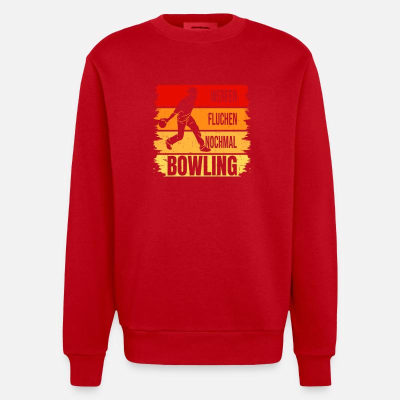 Werfen - Fluchen - Nochmal - Bowling - Heavyweight Oversized Organic Crew Neck Made in EU - Rot