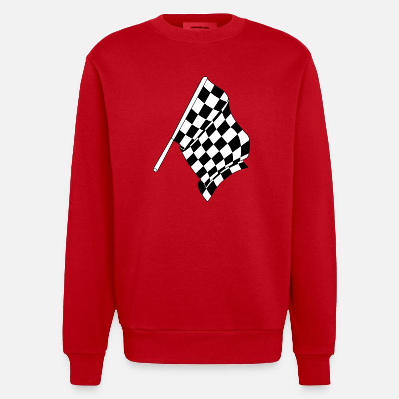 Drapeau de la course automobile - Sweat bio épais oversize fabriqué en UE - rouge
