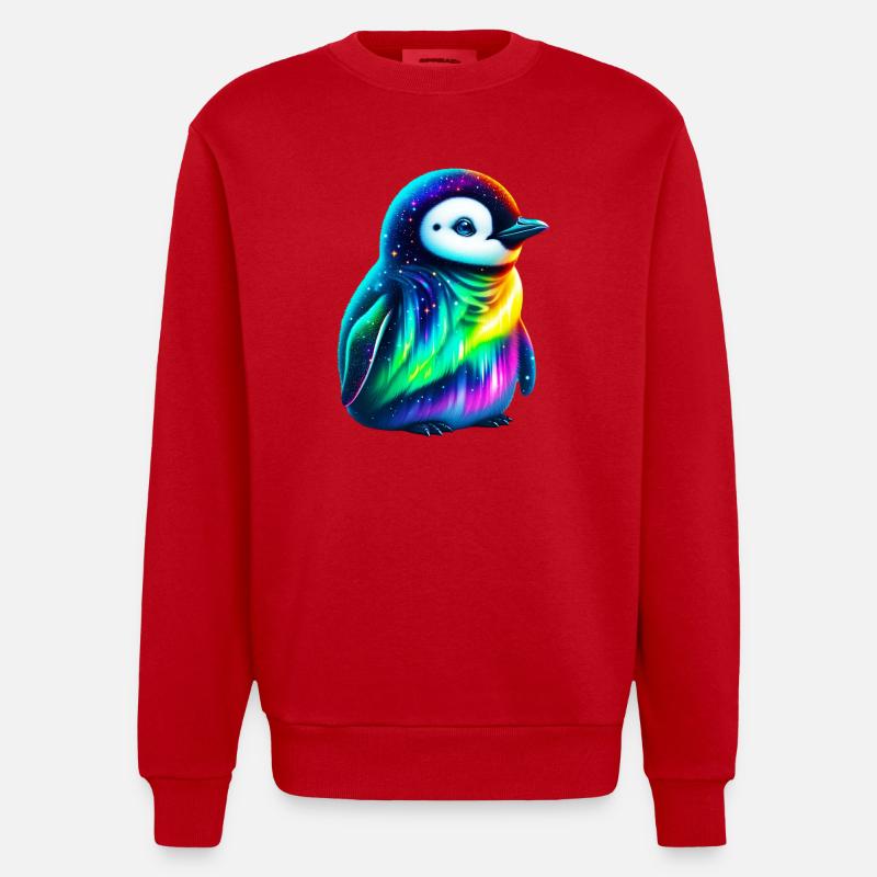 Manchot aurore boréale - Sweat bio épais oversize fabriqué en UE - rouge