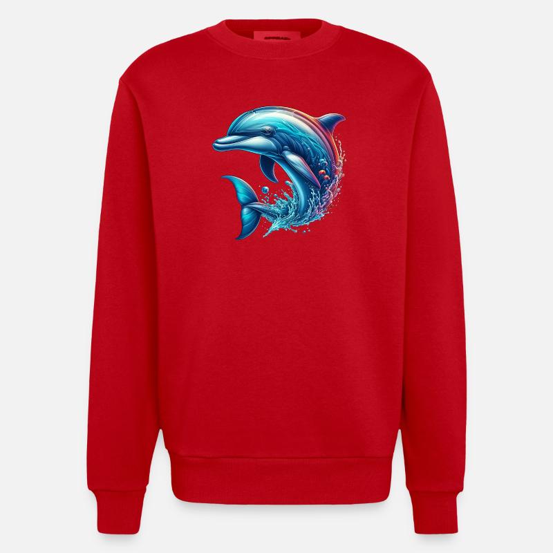 Delfin - Heavyweight Oversized Organic Crew Neck Made in EU - Rot