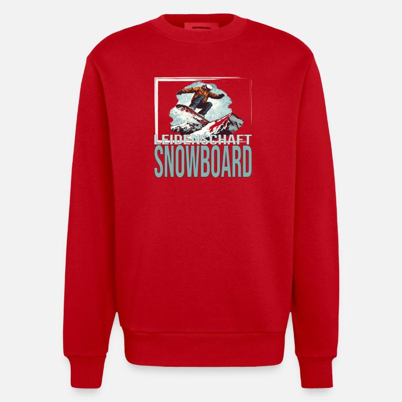 Leidenschaft Snowboard - Heavyweight Oversized Organic Crew Neck Made in EU - Rot