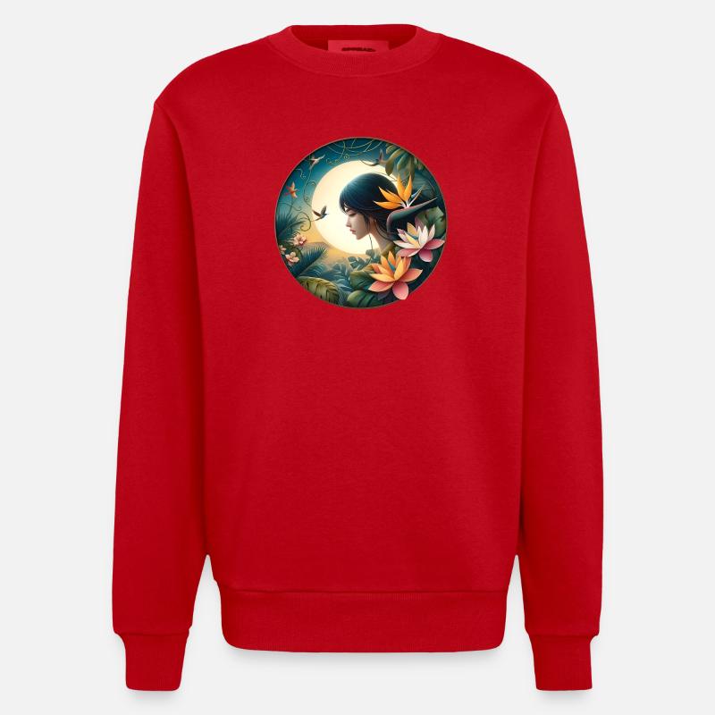 Nuit paradisiaque - Sweat bio épais oversize fabriqué en UE - rouge