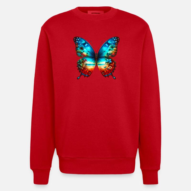 Papillon - Sweat bio épais oversize fabriqué en UE - rouge