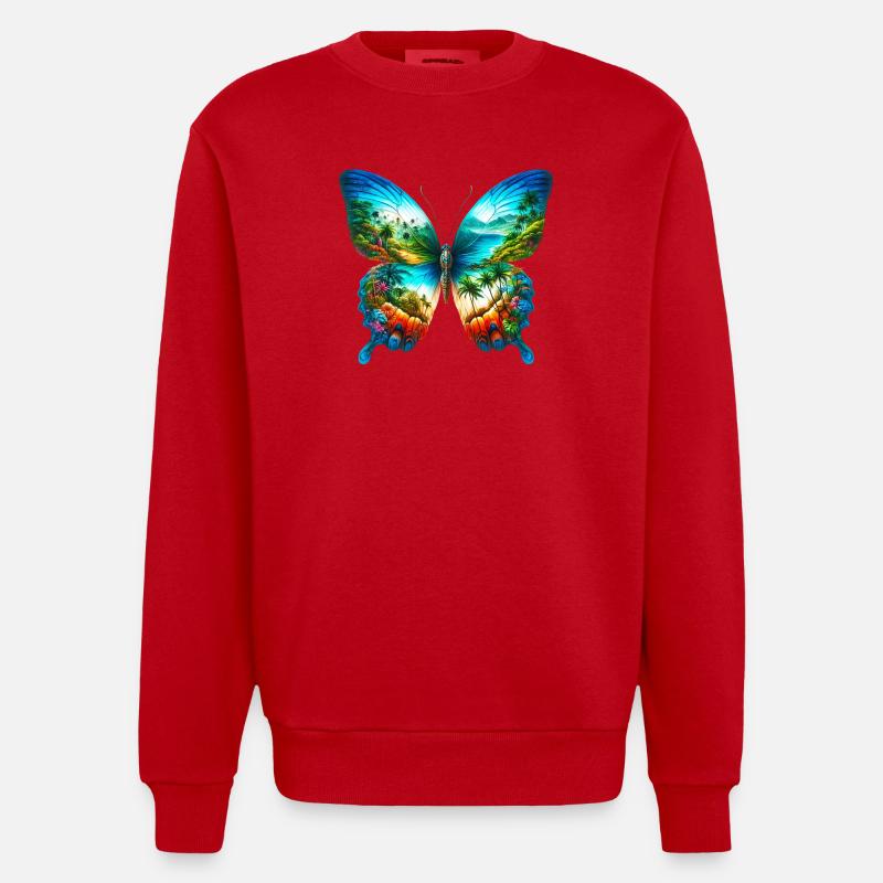 Papillon - Sweat bio épais oversize fabriqué en UE - rouge