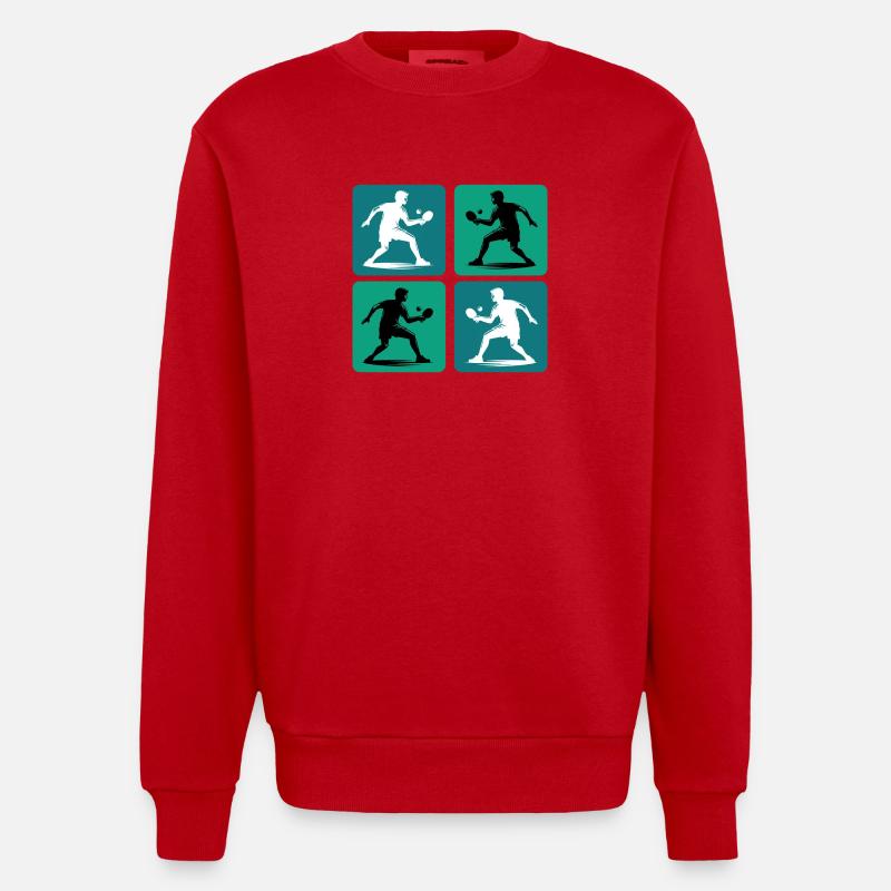 Design de tennis de table - Sweat bio épais oversize fabriqué en UE - rouge