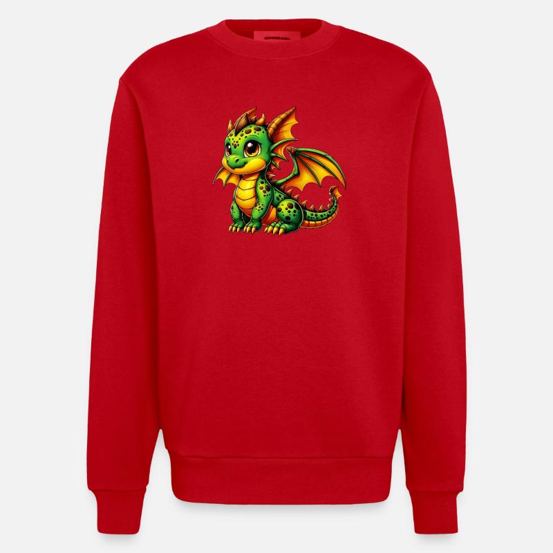 Drache - Heavyweight Oversized Organic Crew Neck Made in EU - Rot