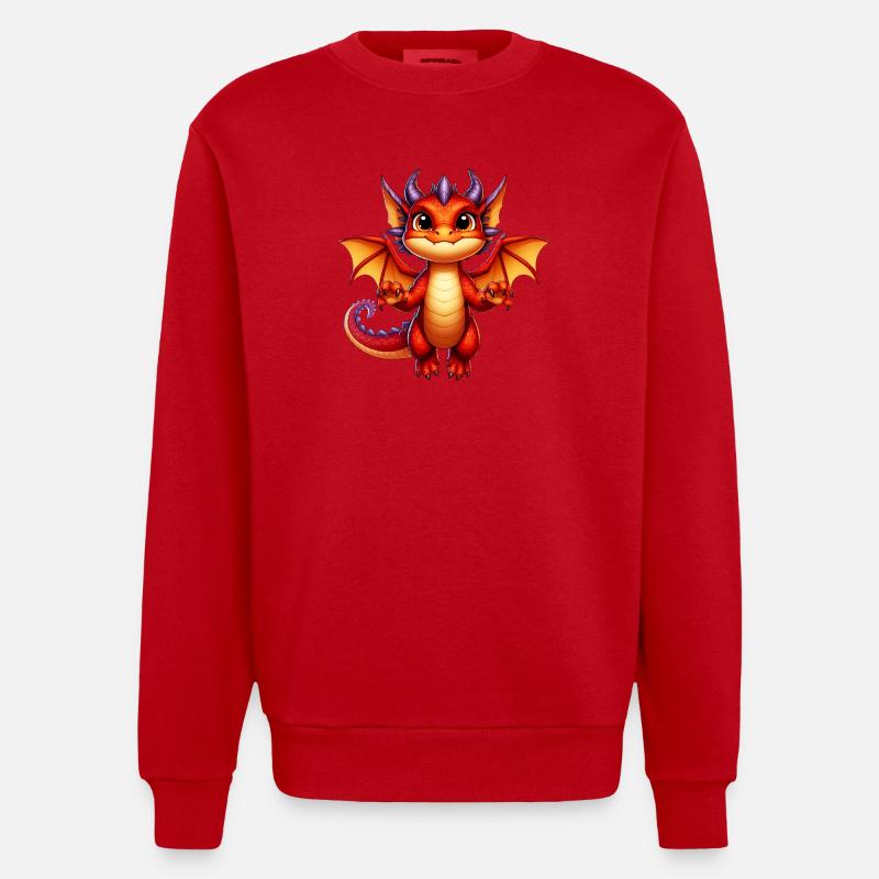 Drache - Heavyweight Oversized Organic Crew Neck Made in EU - Rot