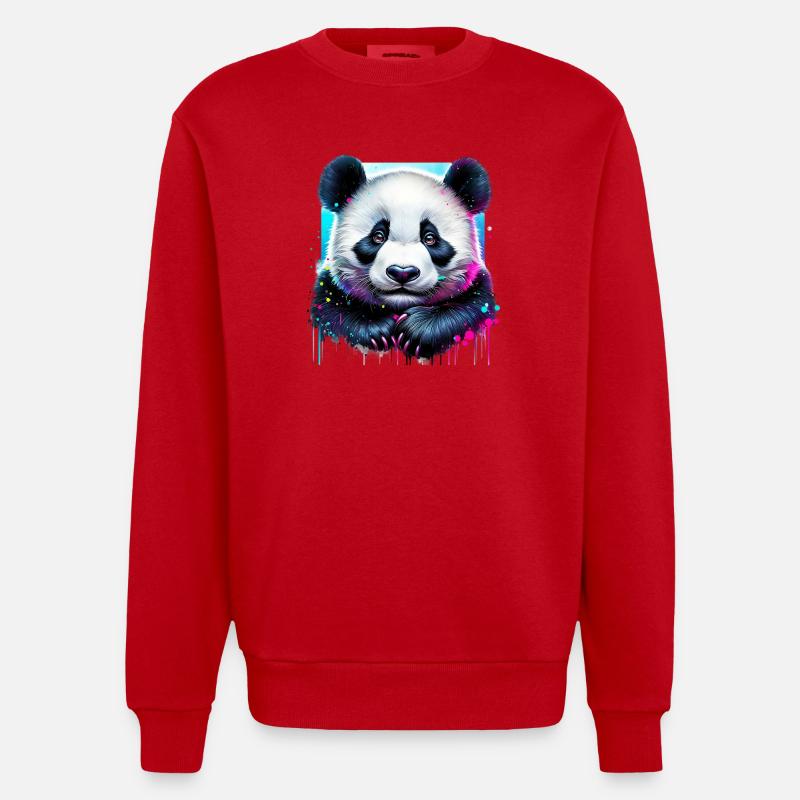Panda - Sweat bio épais oversize fabriqué en UE - rouge