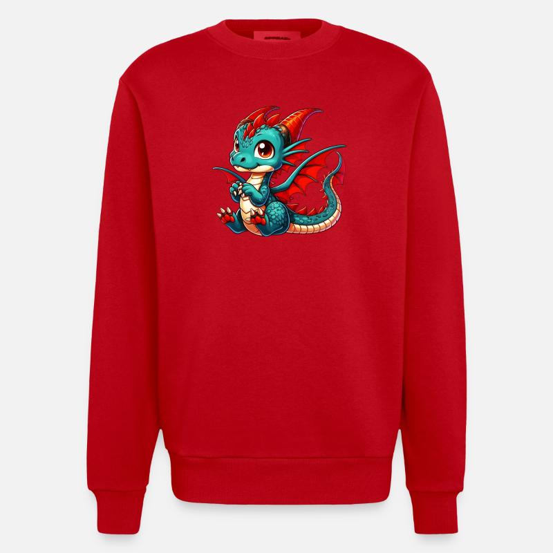 Drache - Heavyweight Oversized Organic Crew Neck Made in EU - Rot