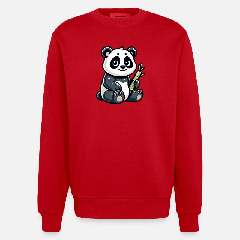 Bamboo Buddy: Der Content-Panda - Heavyweight Oversized Organic Crew Neck Made in EU - Rot