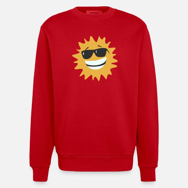 Sunburst lächelt mit Sonnenbrille - Heavyweight Oversized Organic Crew Neck Made in EU - Rot
