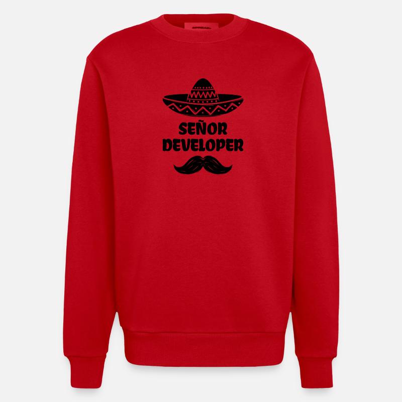 Developer Statement Scripting Dev Computergeek - Heavyweight Oversized Organic Crew Neck Made in EU - red