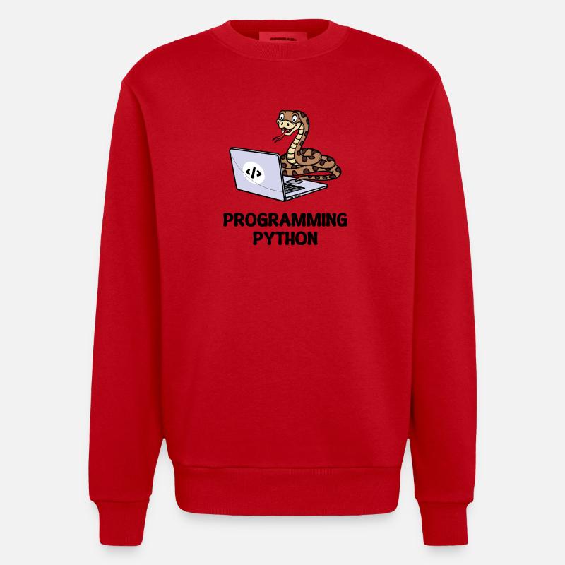 Developer Funny Sayings Programmer Computer - Heavyweight Oversized Organic Crew Neck Made in EU - red