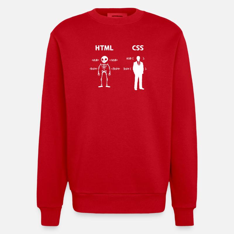 Code Css C++ Php Java Developer Code Scripting - Maglietta a girocollo ecologica oversize Heavyweight Made in UE - rosso