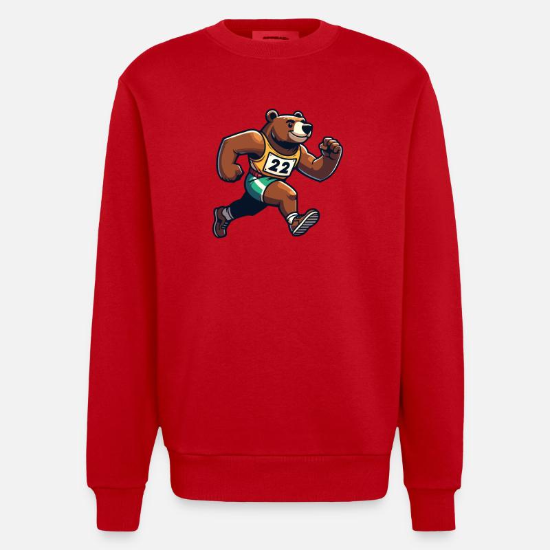 Marathon Bear : le coureur rapide - Sweat bio épais oversize fabriqué en UE - rouge