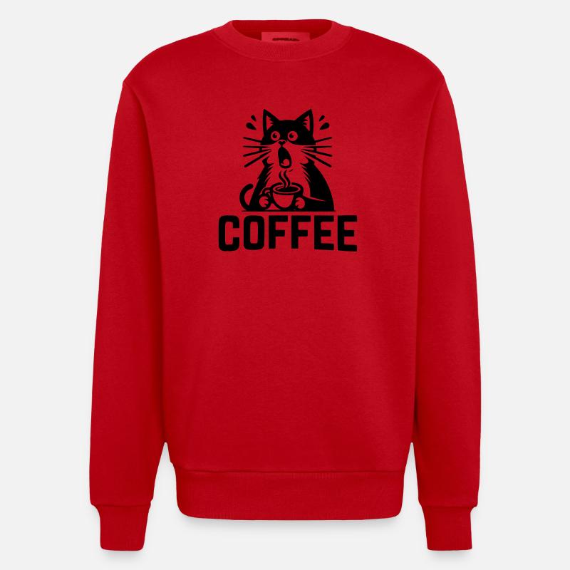Katzen-Kaffee - Heavyweight Oversized Organic Crew Neck Made in EU - Rot