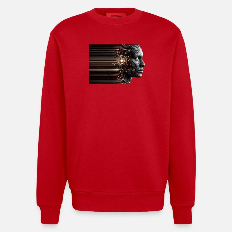 Conception numérique de cyborg fantôme - Sweat bio épais oversize fabriqué en UE - rouge