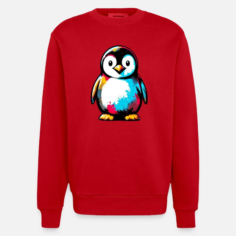 Penguin - Heavyweight Oversized Organic Crew Neck Made in EU - red