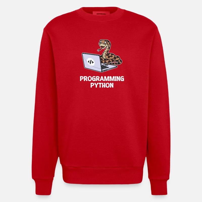 Scripting Programmer Computer Debug Developer - Heavyweight Oversized Organic Crew Neck Made in EU - red