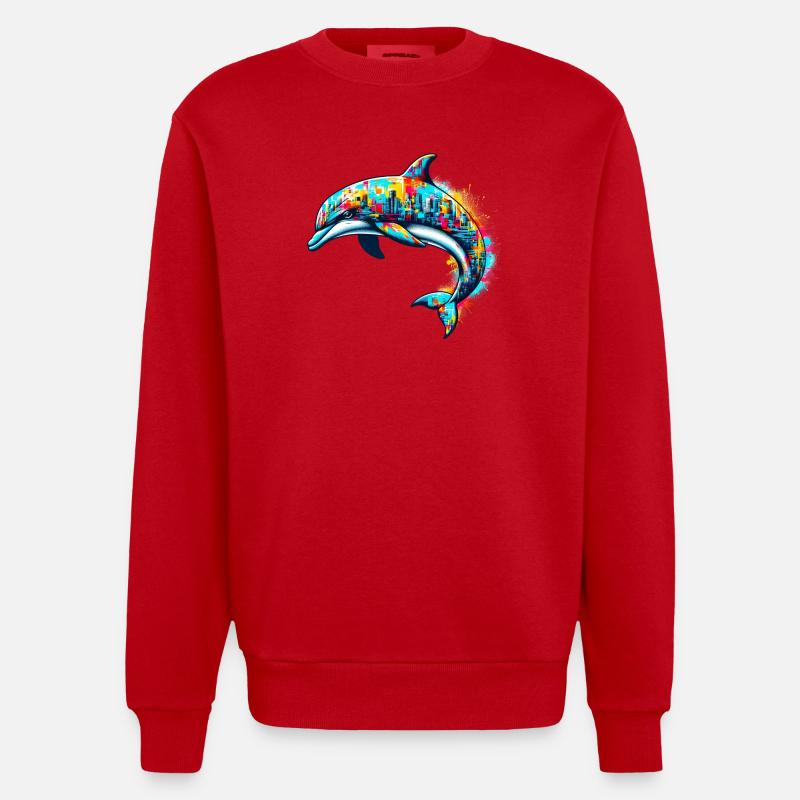 Delfin - Heavyweight Oversized Organic Crew Neck Made in EU - Rot