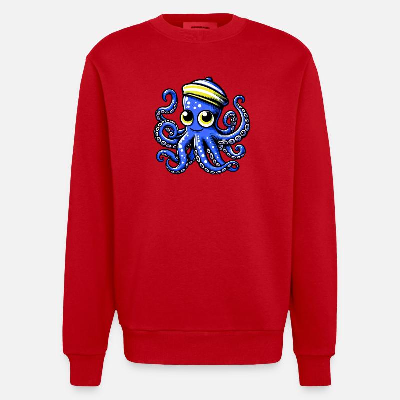 Pieuvre - Sweat bio épais oversize fabriqué en UE - rouge