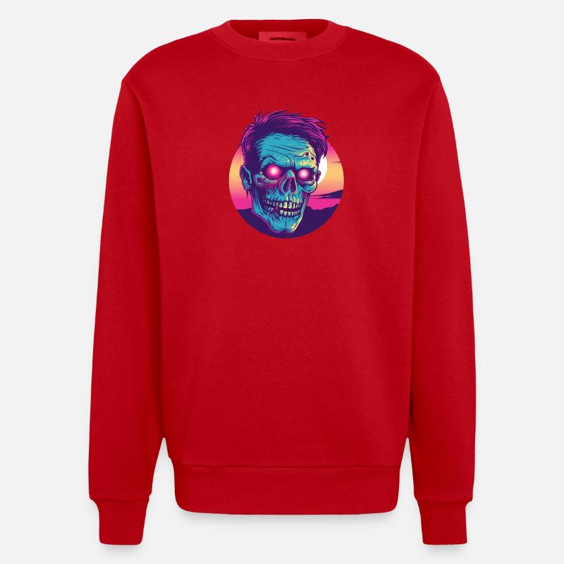 Zombie synthwave 2 - Sweat bio épais oversize fabriqué en UE - rouge