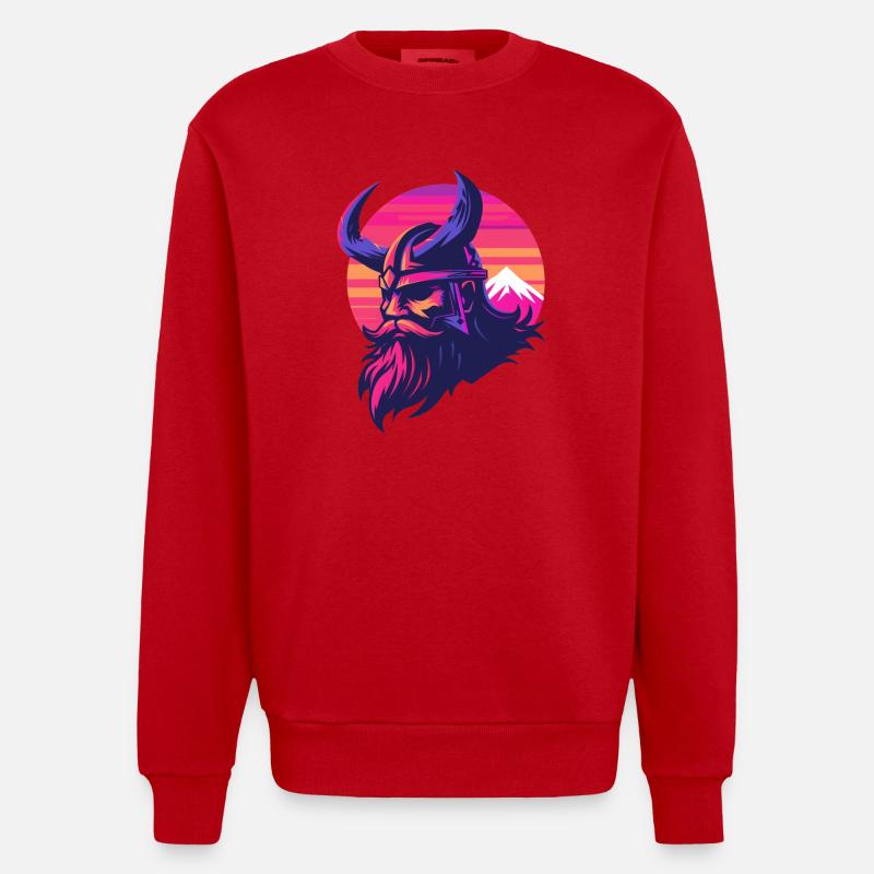 Wikinger Synthwave 3 - Heavyweight Oversized Organic Crew Neck Made in EU - Rot