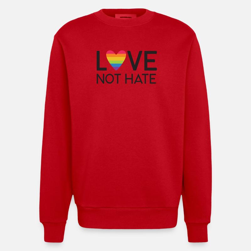 LGBT Pride Month - Love No Hate - Heavyweight Oversized Organic Crew Neck Made in EU - red