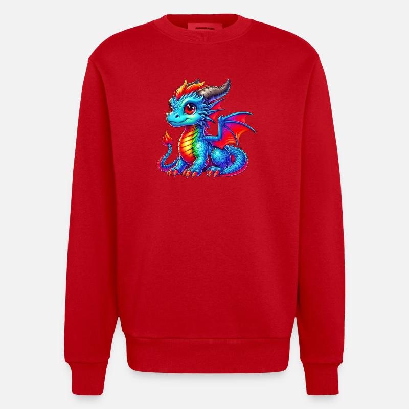 Dragon - Heavyweight Oversized Organic Crew Neck Made in EU - red
