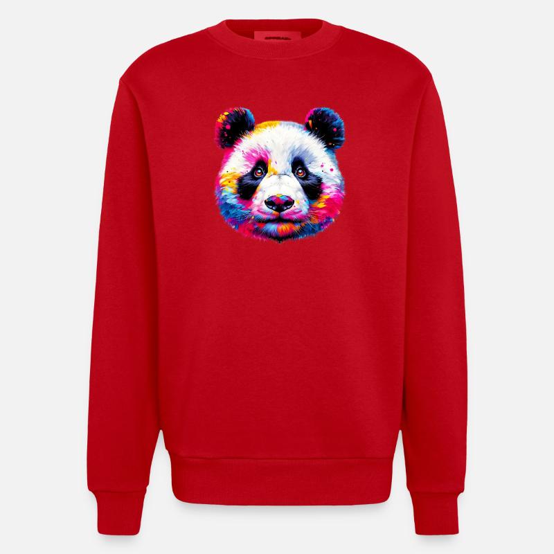 Panda - Heavyweight Oversized Organic Crew Neck Made in EU - red