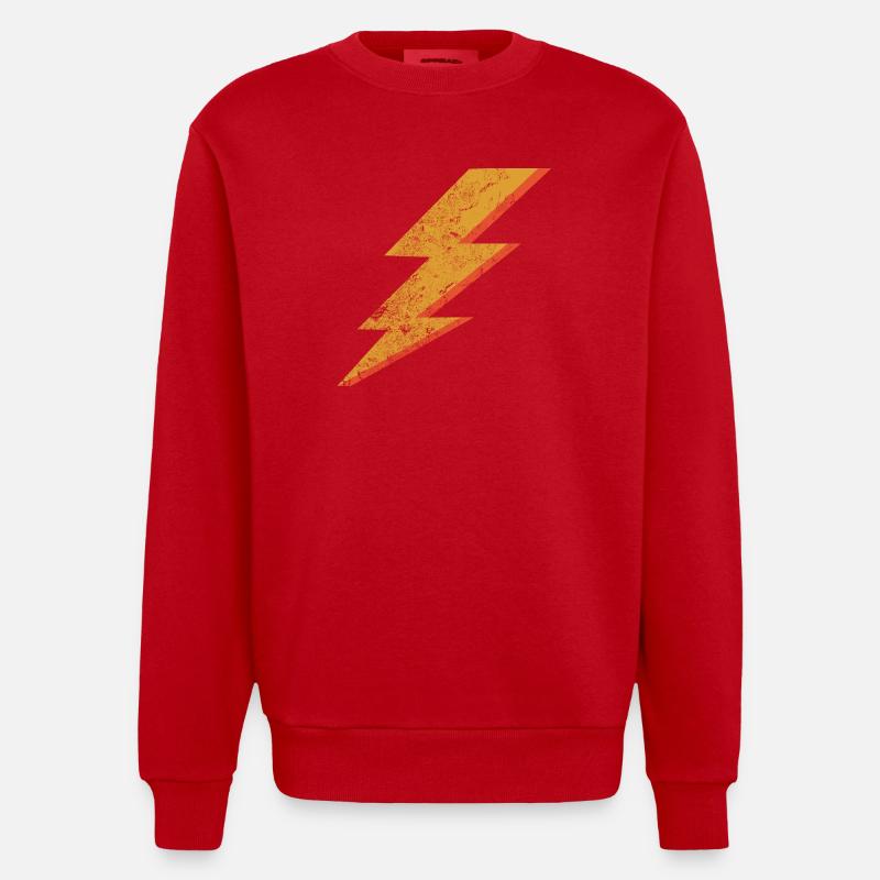 Grunge Style Rot & Gelb Blitz - Heavyweight Oversized Organic Crew Neck Made in EU - Rot