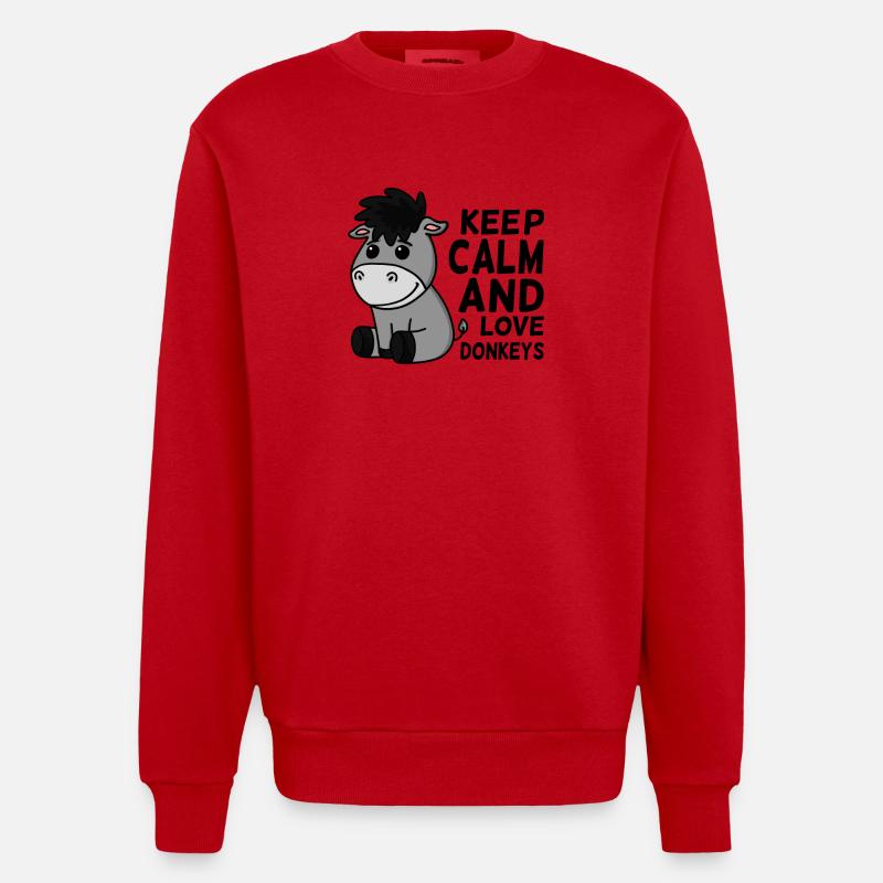 Esel Liebe Spruch Lustig Geschenk - Heavyweight Oversized Organic Crew Neck Made in EU - Rot