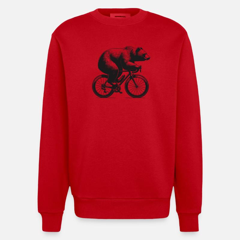 Radfahrender Bär - Heavyweight Oversized Organic Crew Neck Made in EU - Rot