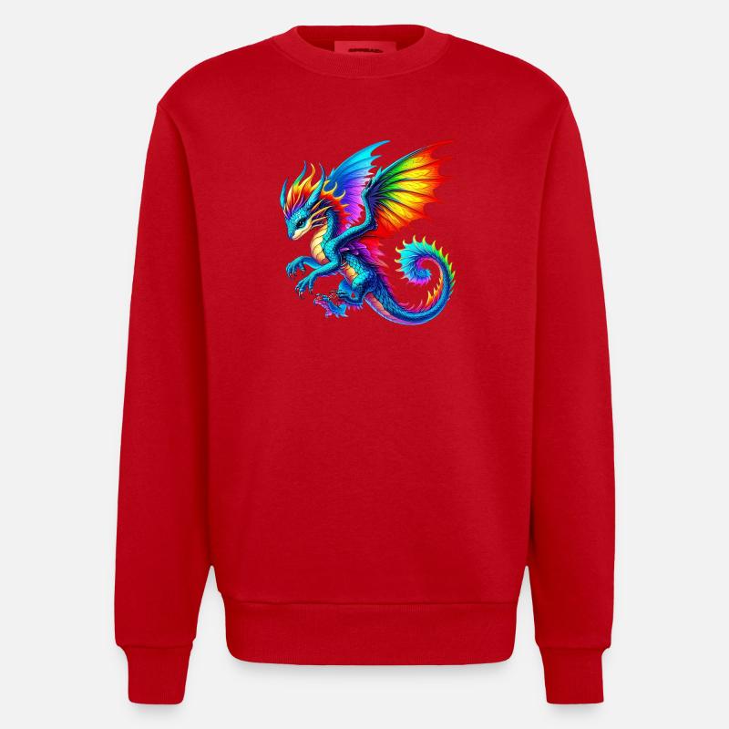 Dragon - Heavyweight Oversized Organic Crew Neck Made in EU - red