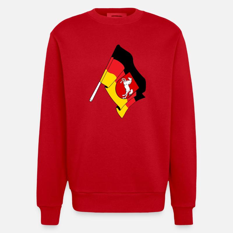 Drapeau Basse-Saxe - Sweat bio épais oversize fabriqué en UE - rouge