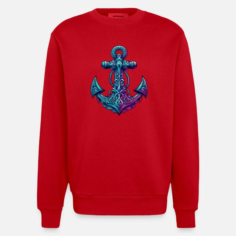Ein Anker - Heavyweight Oversized Organic Crew Neck Made in EU - Rot