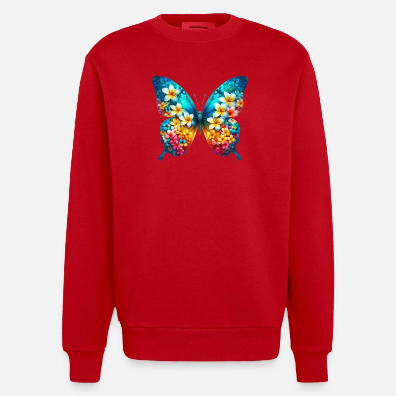 Papillon frangipanier frangipanier - Sweat bio épais oversize fabriqué en UE - rouge