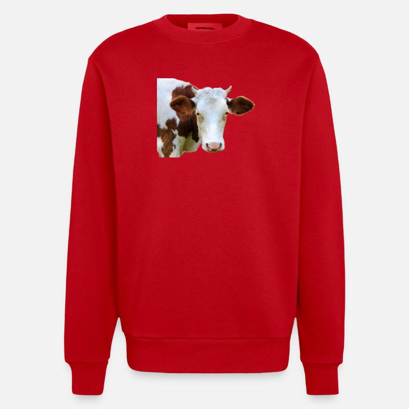 Drôle d’agriculteurs de têtes de vache de vache - Sweat bio épais oversize fabriqué en UE - rouge