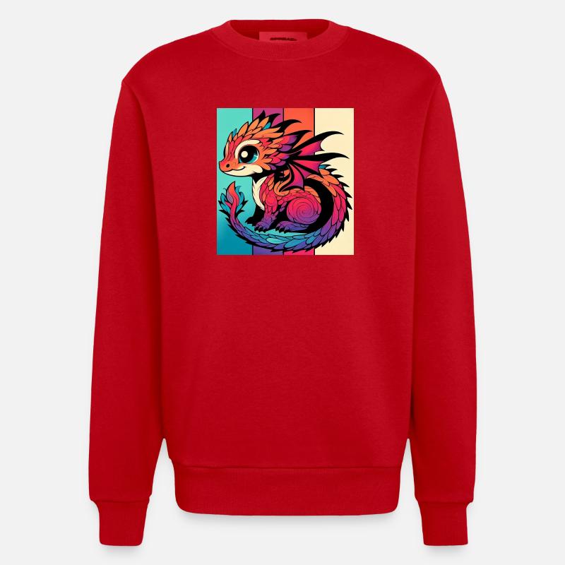 Dragon - Heavyweight Oversized Organic Crew Neck Made in EU - red
