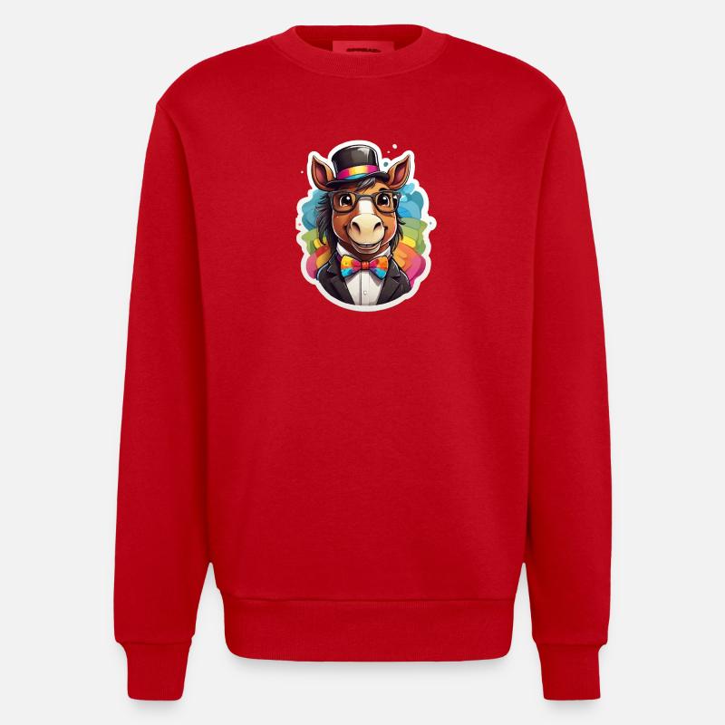 Rainbow Esel Gentleman - Heavyweight Oversized Organic Crew Neck Made in EU - Rot