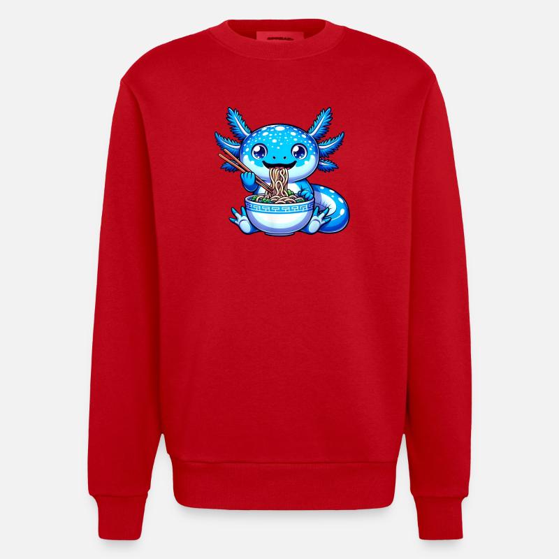 Blaue Nudeln Drachen Essstäbchen - Heavyweight Oversized Organic Crew Neck Made in EU - Rot