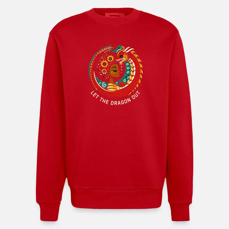 Lass den Drachen raus - Heavyweight Oversized Organic Crew Neck Made in EU - Rot